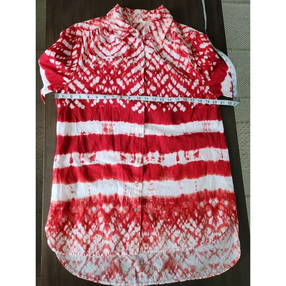Beaches & boho Cotton Tie Dye Button Front High Low Beach Cover Up Blouse Size L - Picture 6 of 7